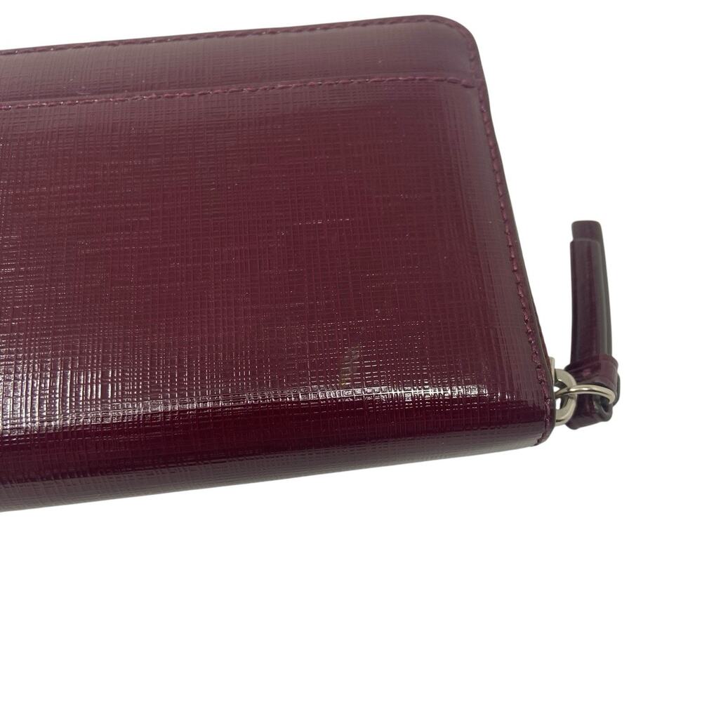 Coach Darcy Burgundy Grosgrain Leather Bow Accordion Zip-Around Wallet Org $275 - Picture 5 of 9